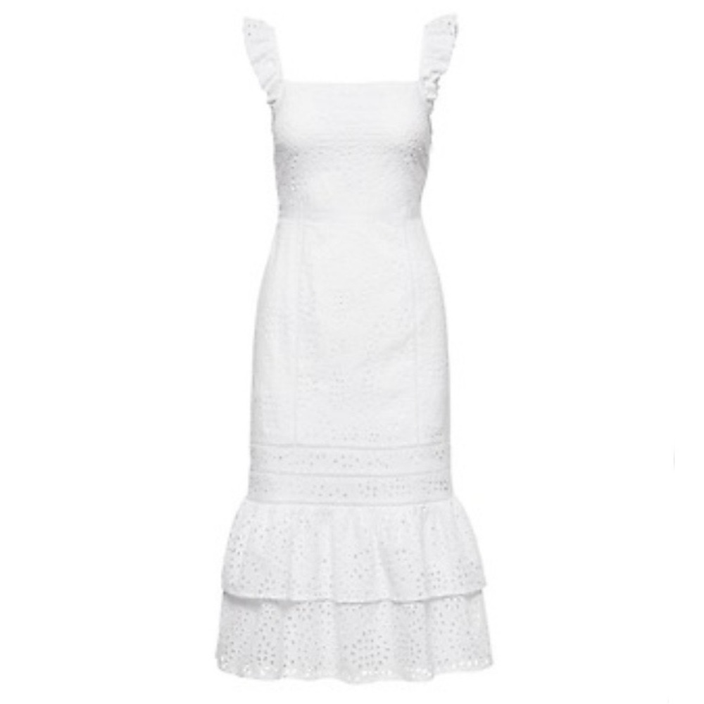Banana Republic Eyelet Pinafore Dress 0P white